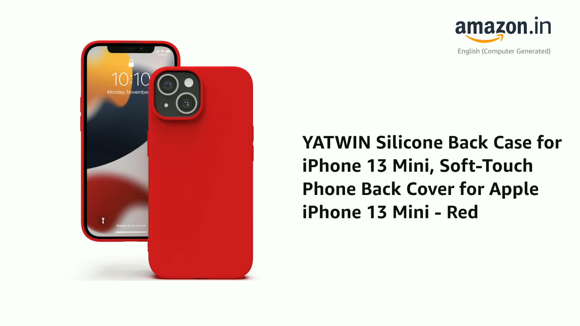 YATWIN Silicone Back Case for iPhone 13 Mini, Soft-Touch Phone